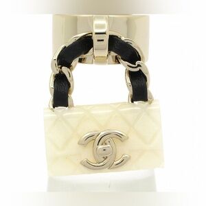 CHANEL Ring (size 6) & Box - White Quilted Mini Purse Charm